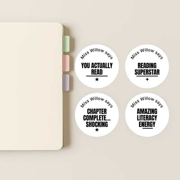 Personalised Teen Reading Stickers – Minimalist Funny Literacy Reward Labels