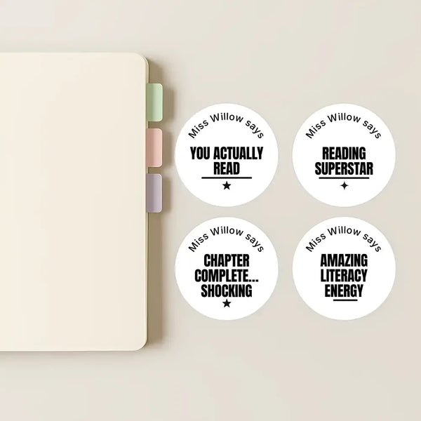 Personalised Teen Reading Stickers – Minimalist Funny Literacy Reward Labels - Sticksy Prints Australia