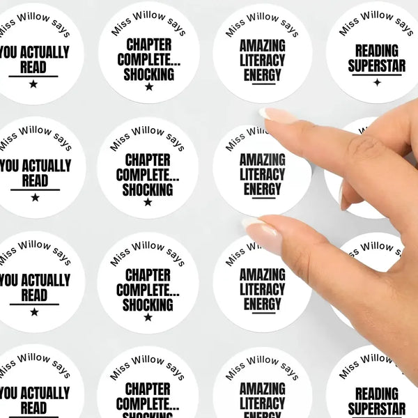 Personalised Teen Reading Stickers – Minimalist Funny Literacy Reward Labels - Sticksy Prints Australia