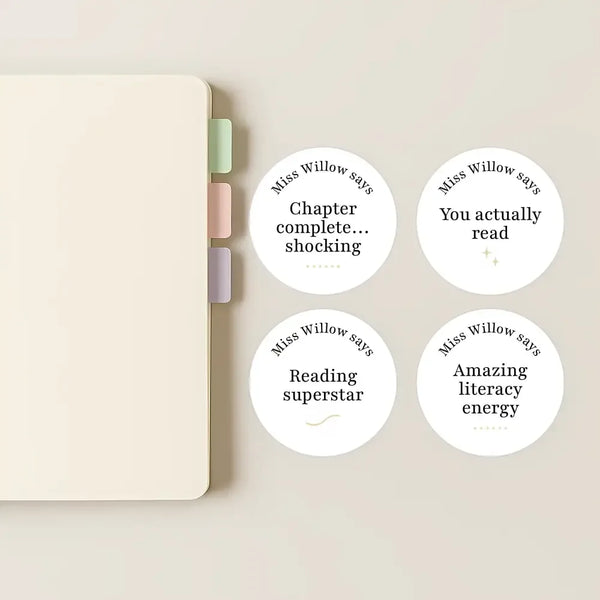 Personalised Teen Reading Stickers – Minimalist Funny Literacy Reward Stickers for High School Teachers - Sticksy Prints Australia