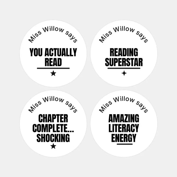 Personalised Teen Reading Stickers – Minimalist Funny Literacy Reward Labels - Sticksy Prints Australia