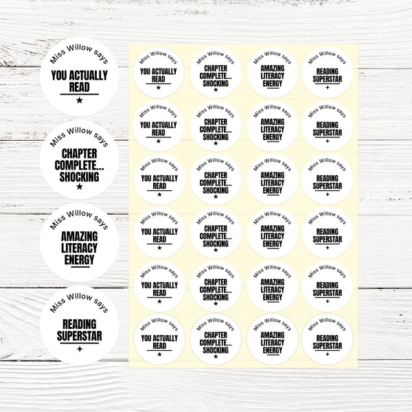 Personalised Teen Reading Stickers – Minimalist Funny Literacy Reward Labels