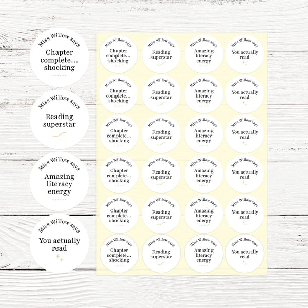 Personalised Teen Reading Stickers – Minimalist Funny Literacy Reward Stickers for High School Teachers