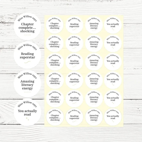 Personalised Teen Reading Stickers – Minimalist Funny Literacy Reward Stickers for High School Teachers - Sticksy Prints Australia