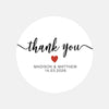 Personalised Thank You Wedding Stickers – Classic Script with Red Heart