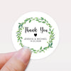 Personalised Thank You Wedding Stickers – Green Leaf Wreath Design