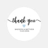 Personalised Thank You Wedding Stickers – Modern Script with Blue Heart