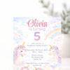 Personalised Unicorn Birthday Invitations | Magical Rainbow Party Invites - Sticksy Prints Australia