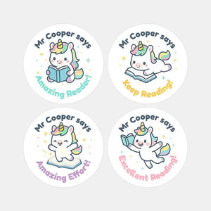 Personalised Unicorn Reading Stickers for Teachers – Cute Literacy Reward Stickers
