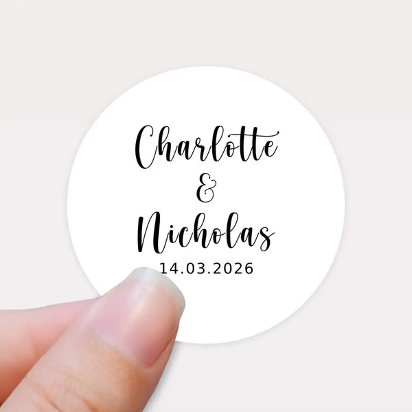 Personalised Wedding Stickers – Custom Names & Date Labels