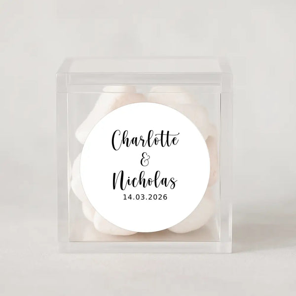 Personalised Wedding Stickers – Custom Names & Date Labels