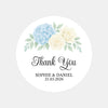Personalised Wedding Thank You Stickers | Blue Hydrangea & Ivory Rose Floral Design