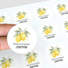 Personalised Welcome Baby Lemon Stickers – Watercolour Citrus Gender-Neutral Favour Labels - Sticksy Prints Australia