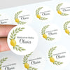 Personalised Welcome Baby Lemon Stickers with Greenery – Watercolour Citrus Favour Labels - Sticksy Prints Australia