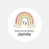 Personalised Welcome Baby Rainbow Stickers with Footprints – Scandi Pastel Gender-Neutral Favour Labels