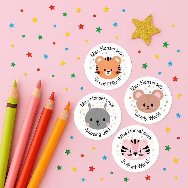 Personalised Woodland Animal Teacher Reward Stickers