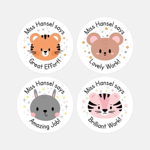 Personalised Woodland Animal Teacher Reward Stickers