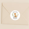 Personalised Woodland Fox Baby Shower Thank You Stickers – Watercolour Forest Favour Labels