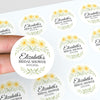 Personalised Yellow Daisy Bridal Shower Stickers – Custom Name & Date – Watercolour Floral Favour Labels