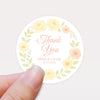 Personalised Yellow & Peach Rose Wedding Thank You Stickers – Custom Floral Favour Labels