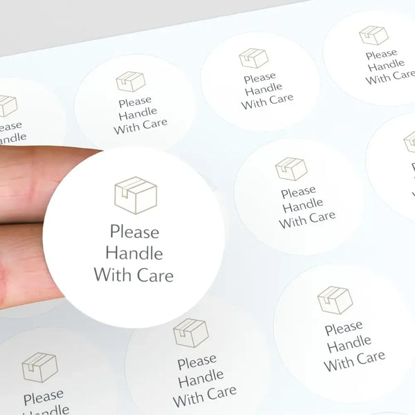Please Handle With Care Stickers | Minimal Packaging Labels for Fragile & Special Orders - Sticksy Prints Australia