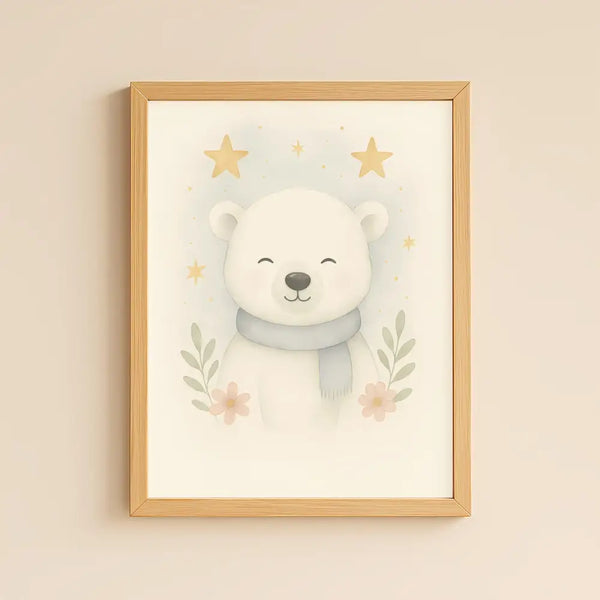 Polar Bear Nursery Wall Art Print | Woodland Animal Watercolour | Digital Download