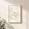 Polar Bear Nursery Wall Art Print | Woodland Animal Watercolour | Digital Download