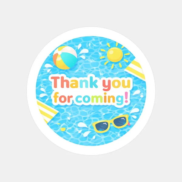 Pool Party Thank You Stickers for Kids | Summer Birthday Party Favour Labels - Sticksy Prints Australia