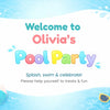 Pool Party Welcome Sign Printable | Editable Canva Template | Kids Pool Party Sign | A3 A4 US Letter - Sticksy Prints Australia