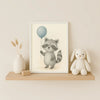 Raccoon Nursery Wall Art Print – Woodland Animal Watercolour (Digital Download)