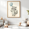 Raccoon Nursery Wall Art Print – Woodland Animal Watercolour (Digital Download)