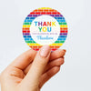 Rainbow Brick Thank You Stickers – Custom Name Kids Birthday Party Favour Labels - Sticksy Prints Australia