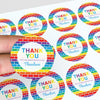Rainbow Brick Thank You Stickers – Custom Name Kids Birthday Party Favour Labels - Sticksy Prints Australia