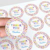 Rainbow Polka Dot Thank You Stickers – Custom Name Kids Birthday Party Favour Labels