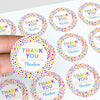 Rainbow Polka Dot Thank You Stickers – Custom Name Kids Birthday Party Favour Labels - Sticksy Prints Australia