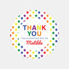 Rainbow Stars Thank You Stickers – Custom Name Kids Birthday Party Favour Labels