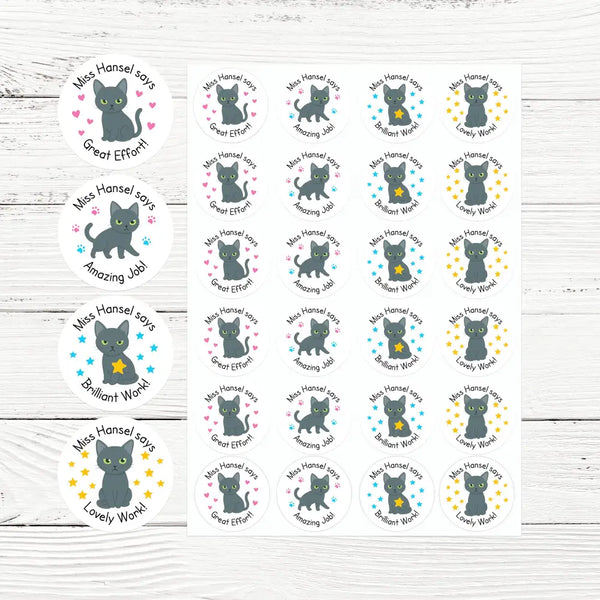 Russian Blue Cat Teacher Reward Stickers – Classroom Motivation & Praise