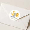 Safari Baby Shower Stickers – Personalised Giraffe Elephant Lion Welcome Baby Labels - Sticksy Prints Australia