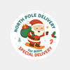 Santa Snowboarding Personalised Christmas Stickers – North Pole Delivery