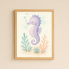 Seahorse Nursery Wall Art Print | Ocean Animal Watercolour | Digital Download