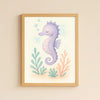 Seahorse Nursery Wall Art Print | Ocean Animal Watercolour | Digital Download