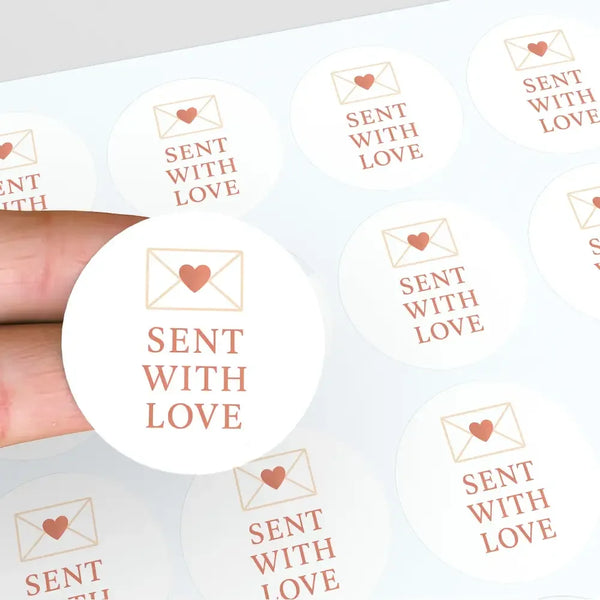 Sent With Love Stickers – Valentine Envelope Seals - Sticksy Prints Australia