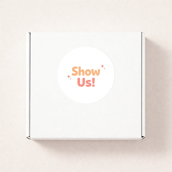 Show Us! Stickers | Encourage Customer Photos & Social Sharing | Small Business Packaging Labels