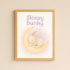 Sleepy Bunny Nursery Wall Art Print – Moon & Stars Baby Room Printable (Digital Download)