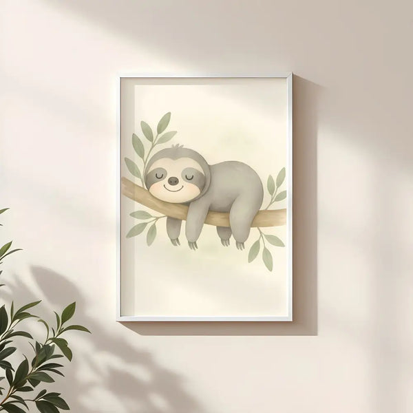 Sloth Nursery Wall Art Print – Jungle Animal Watercolour (Digital Download)