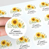 Sunflower Bridal Shower Stickers – Personalised Favour Labels – Custom Name & Date - Sticksy Prints Australia