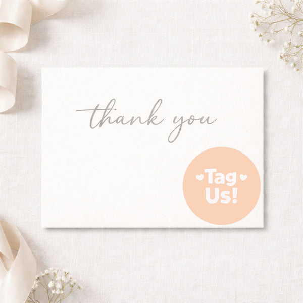 Tag Us Stickers | Peach Social Media Packaging Stickers for Small Businesses