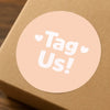 Tag Us Stickers | Peach Social Media Packaging Stickers for Small Businesses - Sticksy Prints Australia