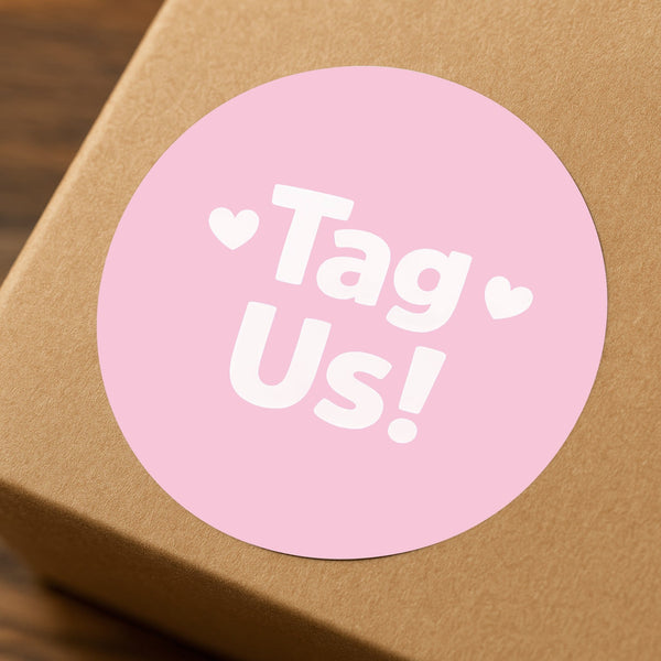 Tag Us Stickers | Pink Social Media Packaging Stickers for Small Businesses