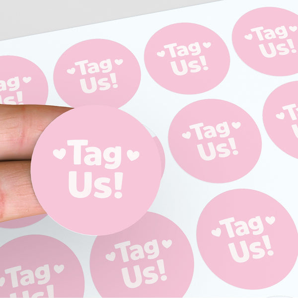 Tag Us Stickers | Pink Social Media Packaging Stickers for Small Businesses